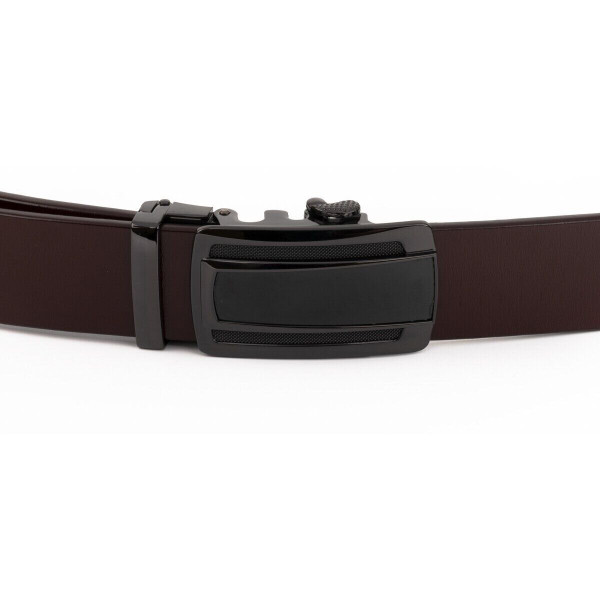 Ремень мужской с затемненной пряжкой автомат Vintage 20296 Коричневый