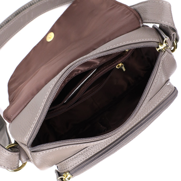 Практичная сумка из натуральной кожи для стильных женщин Vintage 22974 Серый