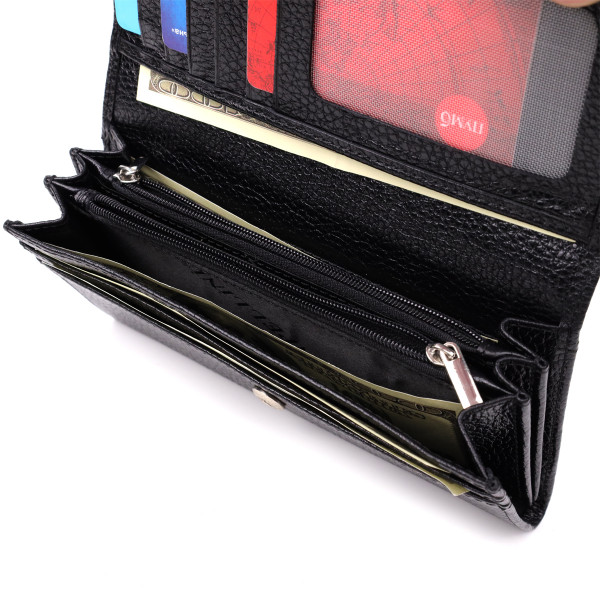 Классический женский кошелек из натуральной кожи CANPELLINI 20872_1 Черный