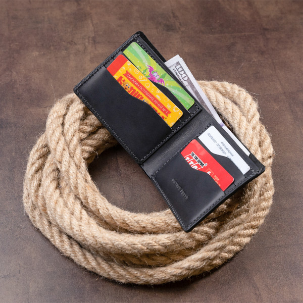 Портмоне на одно отделение в матовой коже GRANDE PELLE 11309 Черное