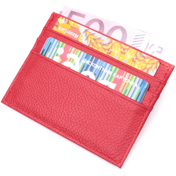 Яркий кард-кейс из натуральной кожи ST Leather 22445 Красный
