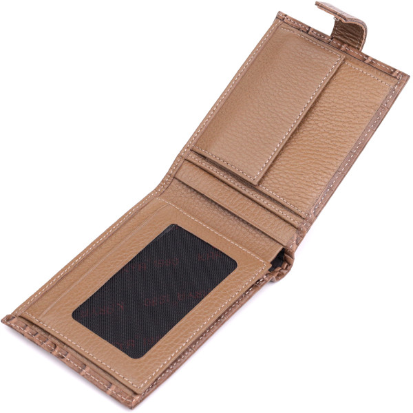 Вместительный мужской кошелек из натуральной кожи KARYA 22854 Коричневый