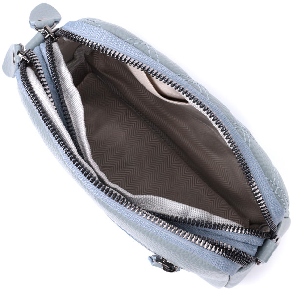 Элегантная женская сумка прошита ромбами на лицевой стороне из натуральной кожи Vintage 22808 Синий