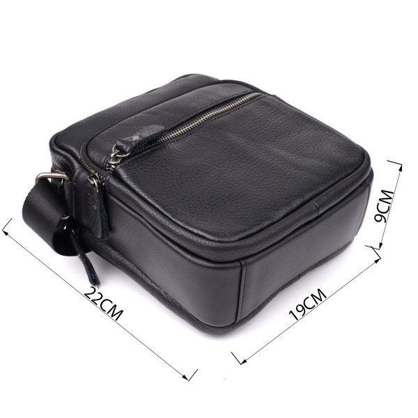 Вместительная мужская сумка на плечо из натуральной кожи Vintage 23022 Черный