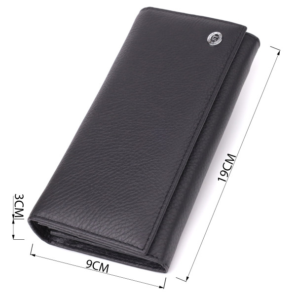 Вместительный кошелек для женщин из натуральной кожи ST Leather 23097 Черный