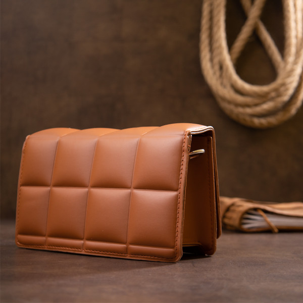 Горизонтальная мягкая сумка из кожзаменителя Vintage sale_14909 Коричневая