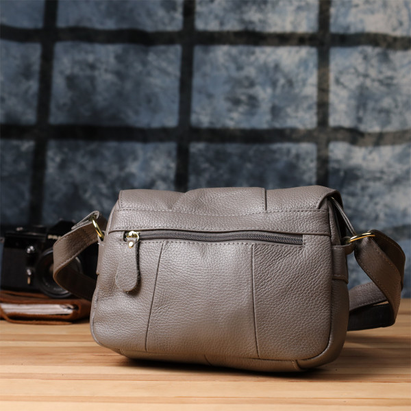 Практичная сумка из натуральной кожи для стильных женщин Vintage 22974 Серый