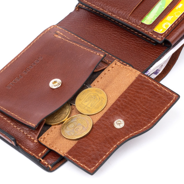 Портмоне горизонтальное Amico на магните на два отделения GRANDE PELLE 11322 Коньячное