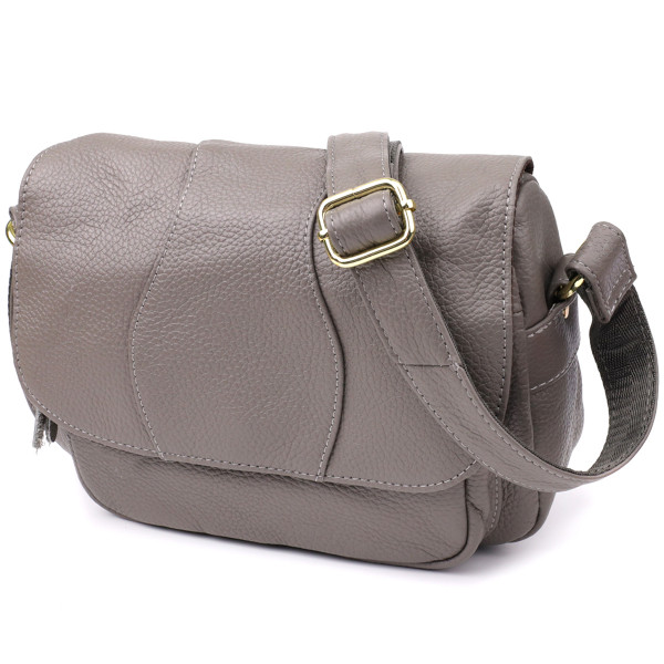 Практичная сумка из натуральной кожи для стильных женщин Vintage 22974 Серый