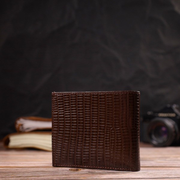 Интересное мужское портмоне из натуральной фактурной кожи CANPELLINI 21785 Коричневое