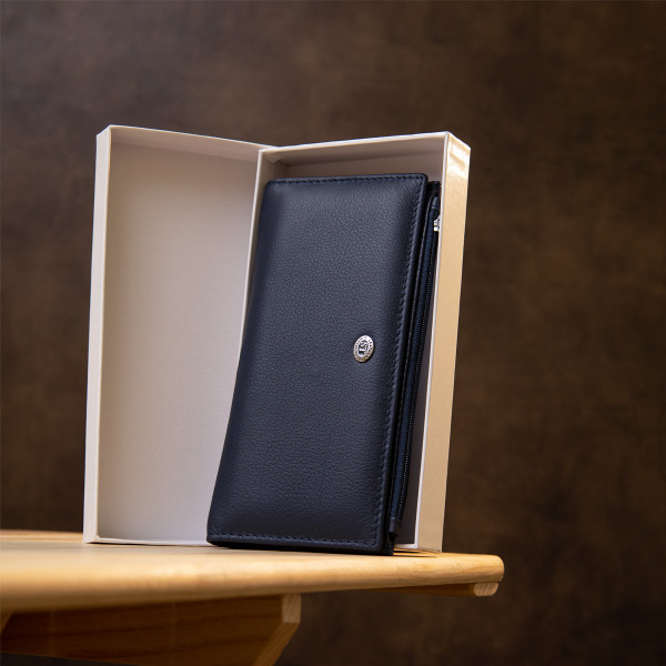 Стильный женский кожаный кошелек ST Leather 19382 Темно-синий