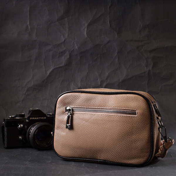 Кожаная женская сумка через плечо на одно отделение Vintage 22386 Бежевая