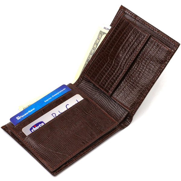 Интересное мужское портмоне из натуральной фактурной кожи CANPELLINI 21785 Коричневое
