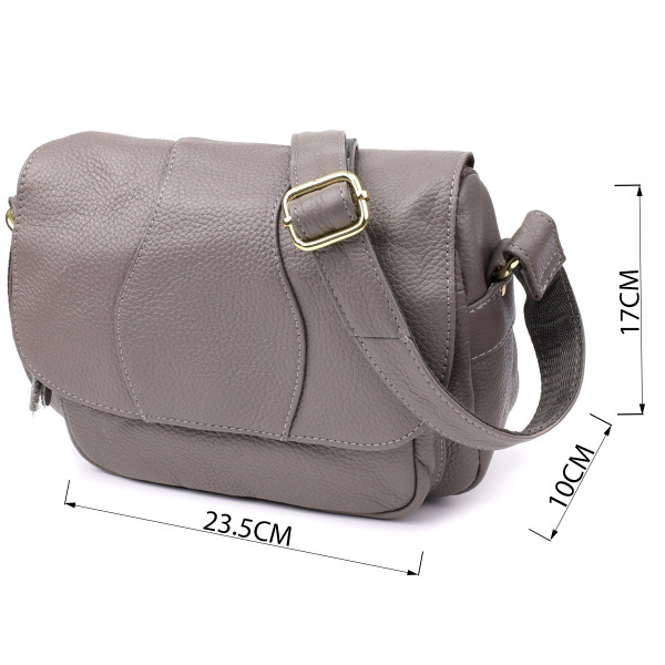 Практичная сумка из натуральной кожи для стильных женщин Vintage 22974 Серый