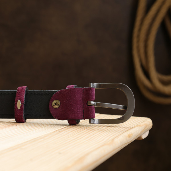 Выразительный замшевый женский ремень Vintage 20792 Фиолетовый