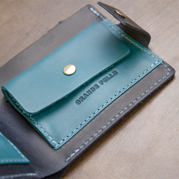 Мужское портмоне из натуральной кожи GRANDE PELLE 11461 Темно-синий