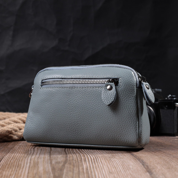 Элегантная женская сумка прошита ромбами на лицевой стороне из натуральной кожи Vintage 22808 Синий