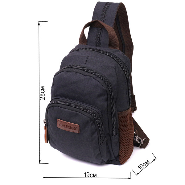 Интересный рюкзак из полиэстера с большим количеством карманов Vintage 22148 Черный