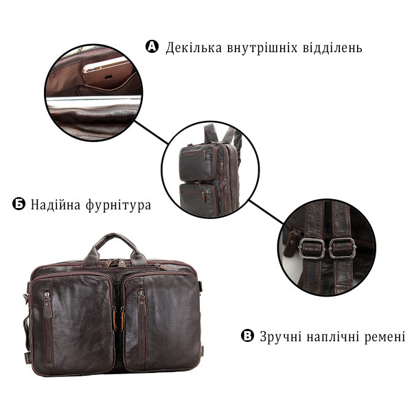 Сумка мужская Vintage 14106 трансформер Коричневая