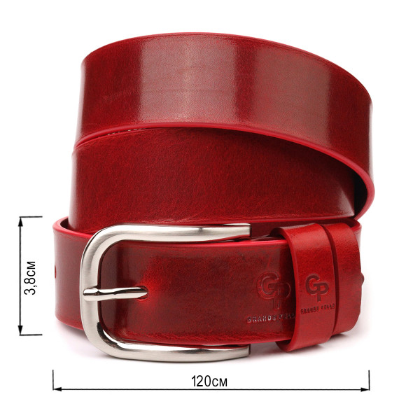 Яркий женский ремень из натуральной кожи Grande Pelle 21475 Красный