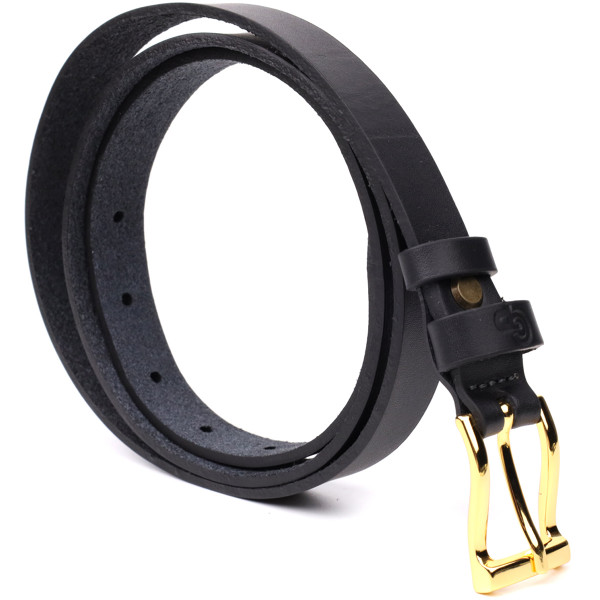 Тонкий кожаный ремень для женщин GRANDE PELLE 22947 Черный