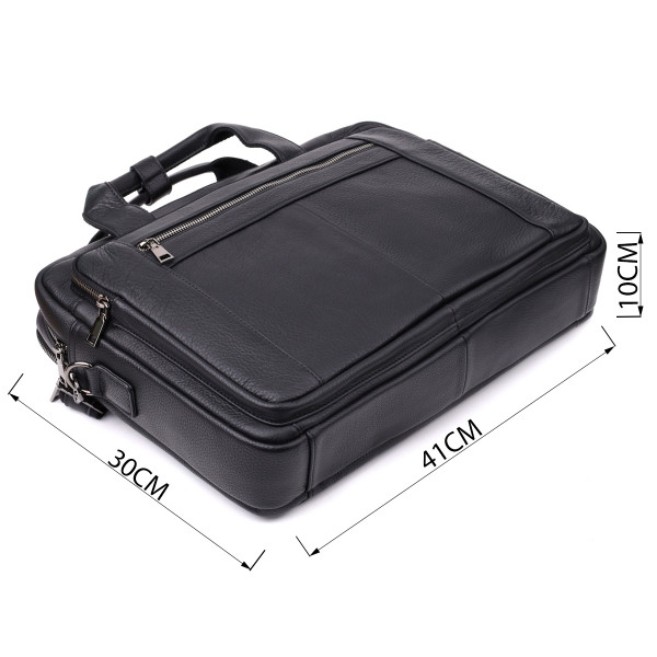 Удобный портфель для мужчин из натуральной кожи Vintage 23042 Черный