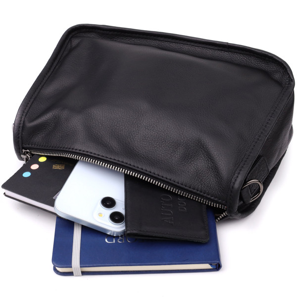 Стильная сумка на плечо из натуральной кожи для женщин Vintage 23001 Черный