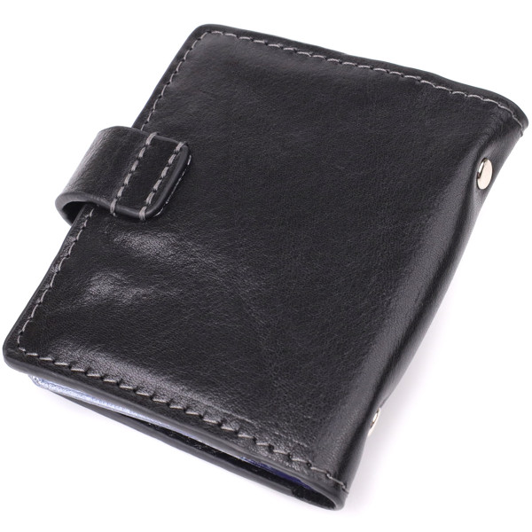 Визитница унисекс из натуральной гладкой кожи GRANDE PELLE 22941 Черная