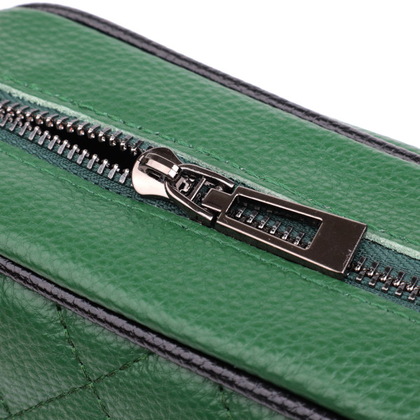 Стеганая женская сумка из натуральной кожи 22857 Vintage Зеленый