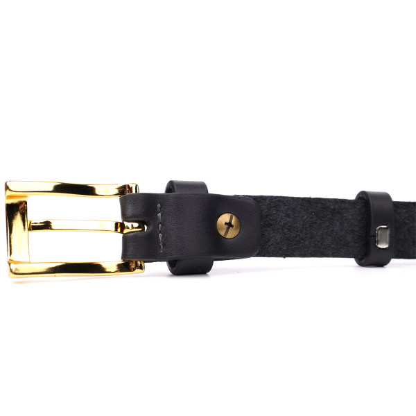 Тонкий кожаный ремень для женщин GRANDE PELLE 22947 Черный