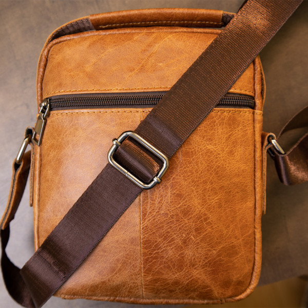 Мессенджер с отверстием для наушников мужской Vintage 20416 Рыжий