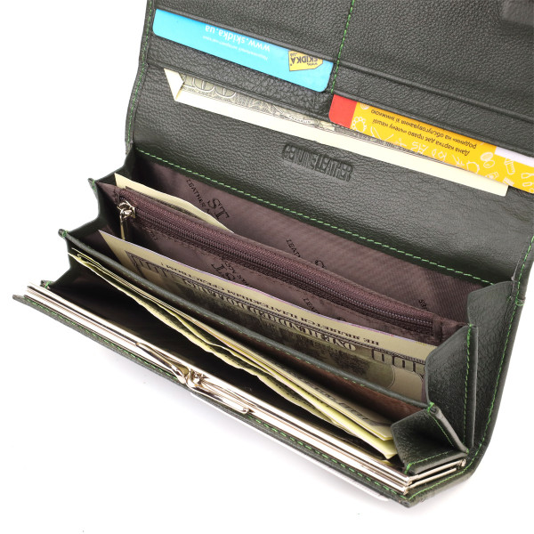 Классический кошелек для женщин на магните ST Leather 22744 Зеленый