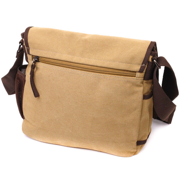 Практичная сумка через плечо для ноутбука 13" из плотного текстиля Vintage 22202 Песочный