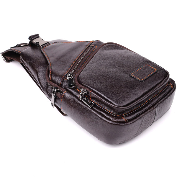 Практичная сумка через плечо из натуральной кожи Vintage 23050 Коричневый