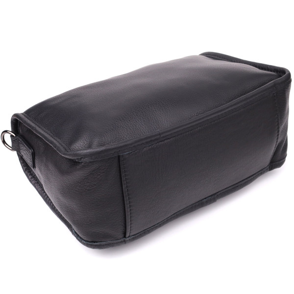 Стильная сумка на плечо из натуральной кожи для женщин Vintage 23001 Черный