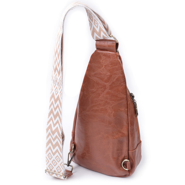 Женская сумка из экокожи с акцентом на текстильную лямку Vintage 22773 Рыжий