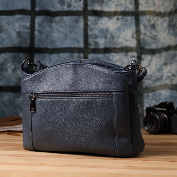 Стильная сумка на плечо из натуральной кожи для женщин Vintage 23009 Синий