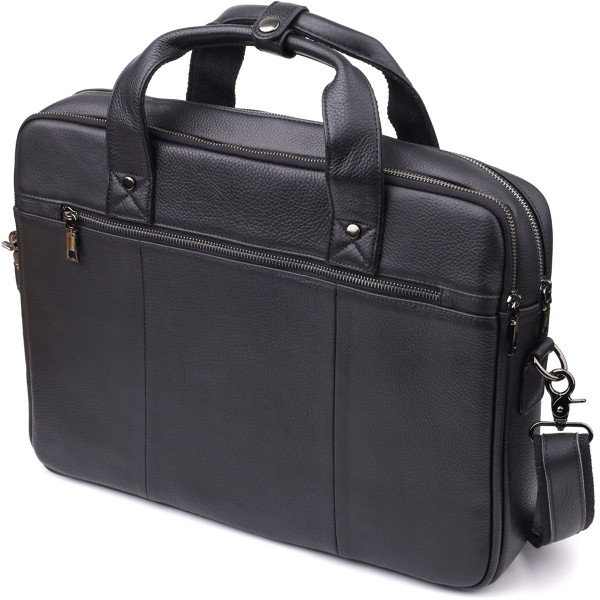 Удобный портфель для мужчин из натуральной кожи Vintage 23042 Черный