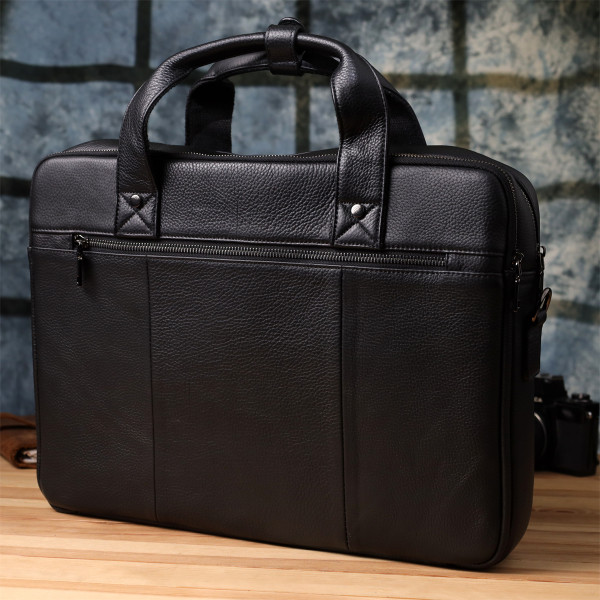 Удобный портфель для мужчин из натуральной кожи Vintage 23042 Черный
