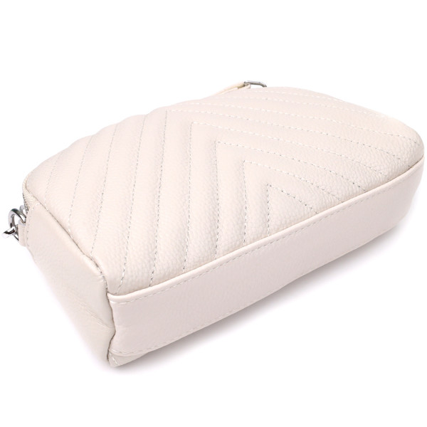 Модная сумка прошита треугольниками из натуральной кожи Vintage 22910 Белый