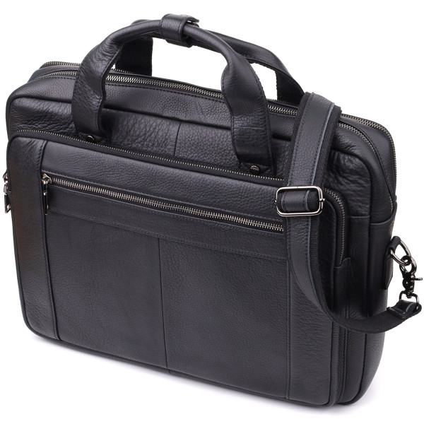 Удобный портфель для мужчин из натуральной кожи Vintage 23042 Черный