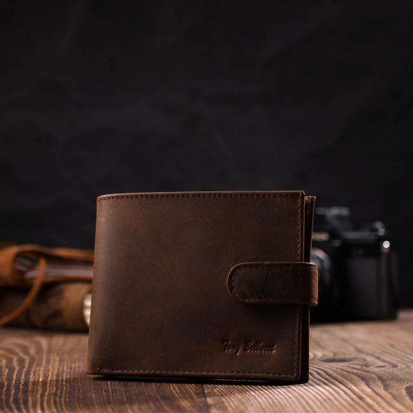 Винтажный мужской кошелек из натуральной кожи Tony Bellucci 22041 Коричневый