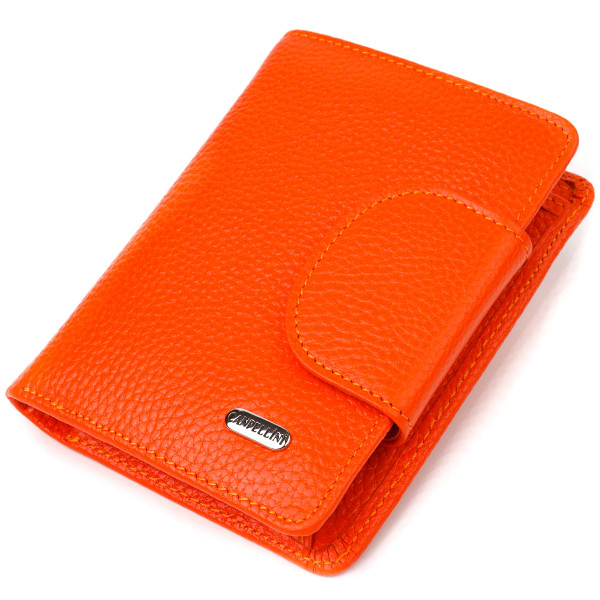 Уникальный вертикальный кошелек из натуральной кожи CANPELLINI 21680 Оранжевый