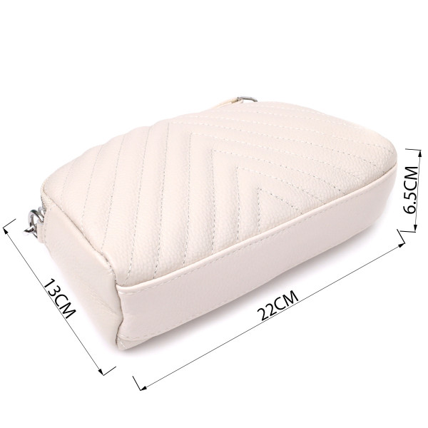 Модная сумка прошита треугольниками из натуральной кожи Vintage 22910 Белый