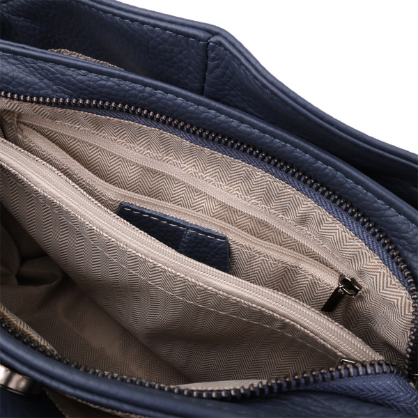 Стильная сумка на плечо из натуральной кожи для женщин Vintage 23009 Синий