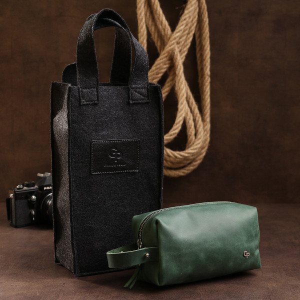 Кожаная косметичка унисекс GRANDE PELLE 11572 Зеленый