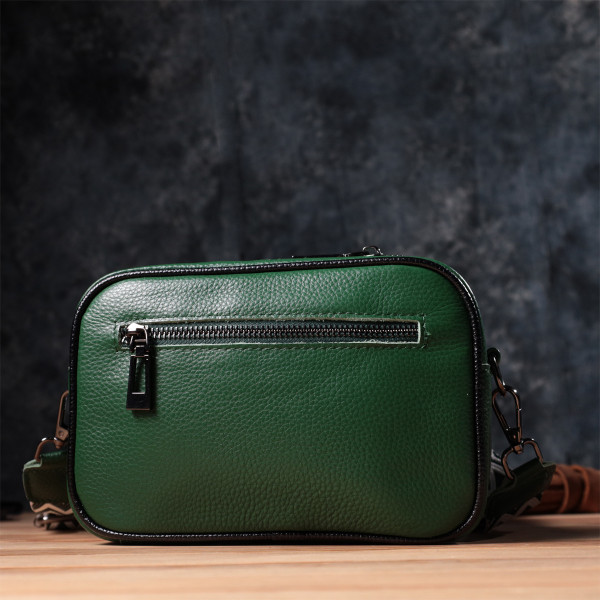 Стеганая женская сумка из натуральной кожи 22857 Vintage Зеленый