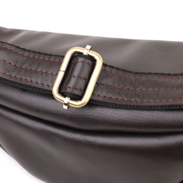 Сумка бананка отменного качества из гладкой натуральной кожи Shvigel 23144 Коричневый