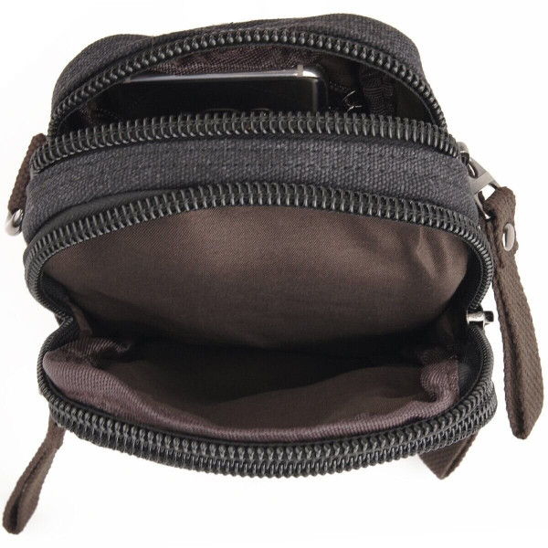 Барсетка текстильная на пояс Vintage 20082 Черная