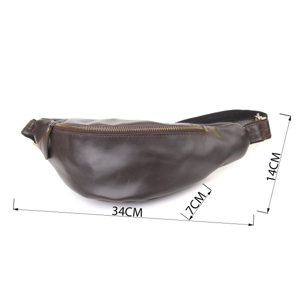 Сумка бананка отменного качества из гладкой натуральной кожи Shvigel 23144 Коричневый